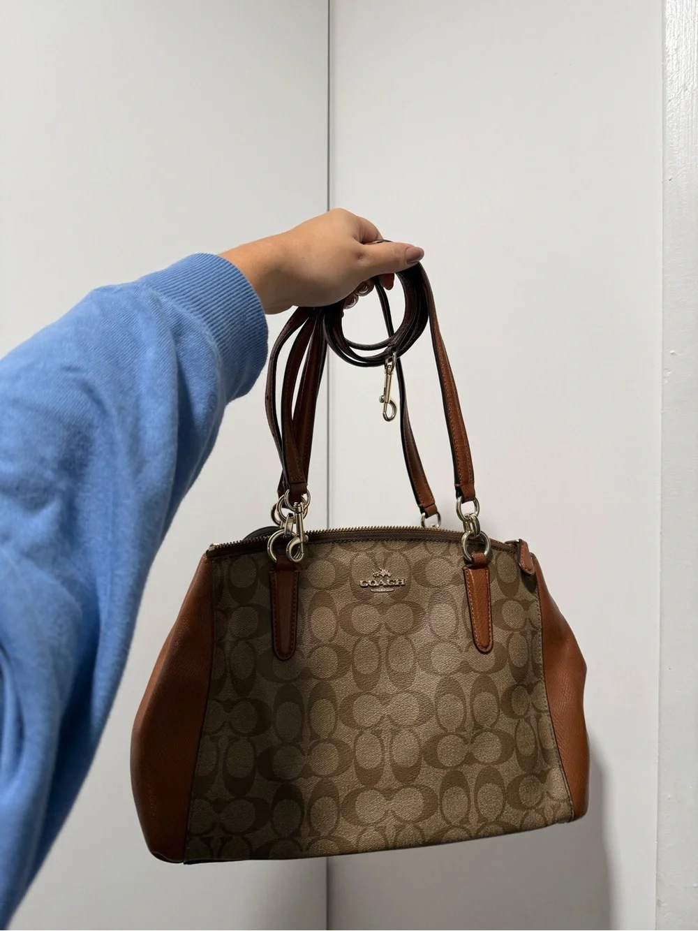 Coach Signature Canvas Satchel in Brown and Tan